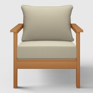WestinTrends Avalon Teak Outdoor Modern HDPE Patio Club Chair with Deep Seat Cushions - 1 of 4