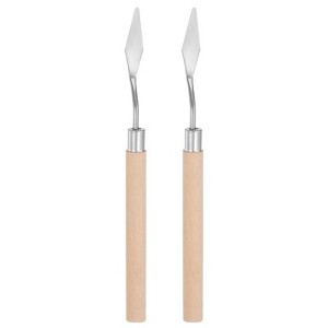 Unique Bargains Stainless Steel Wood Handle Flexible Polished Painting Mixing Scrapers 2 Pcs - 1 of 4