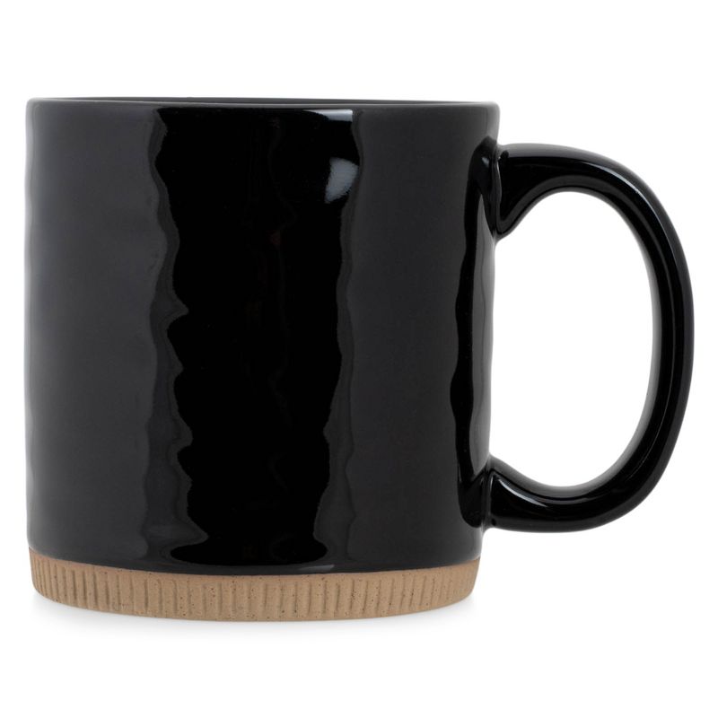 Elanze Designs High Gloss Raw Clay Bottom 15 ounce Ceramic Stoneware Coffee Mugs Set of 4, Black, 2 of 6