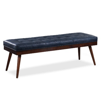 James Leather Bench Midnight Blue, Blue Leather Bench