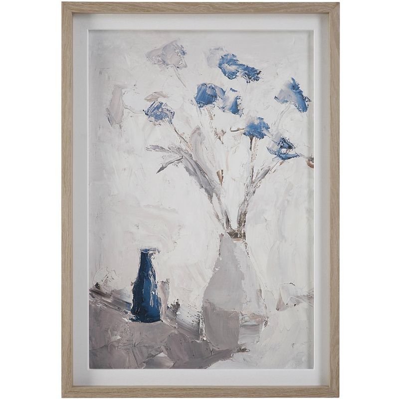 Uttermost Blue Flowers In Vase 41"H Printed Framed Wall Art, 1 of 2