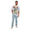 Looney Tunes Characters In Spiral Logo Crew Neck Short Sleeve Oversized Drop Shoulder White & Blue Wash Men's T-shirt - 4 of 4