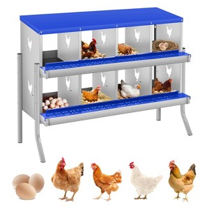 Chicken Nesting Boxes, Two-Tier Metal Chicken Egg Laying Box,Large Vented Holes for Egg Collection - 1 of 4