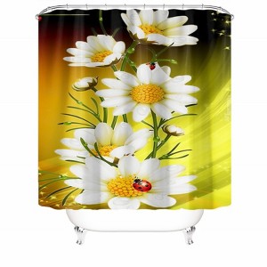 Beetle And White Flower Shower Curtains for Bathroom Waterproof Fabric Bath Curtain Durable Soft Stylish Bathroom Decor 72x72 Inch - 1 of 1
