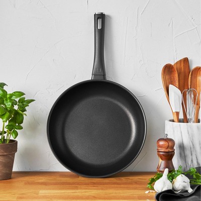 Matte Black 12" Aluminum Nonstick Round Fry Pan