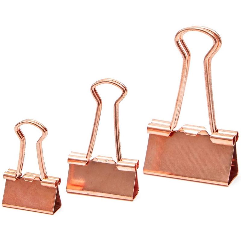 Bright Creations 150 Pack 3 Sizes Rose Gold Binder Clips Paper Clips Clamps File Clips Assorted Size for Office School Supplies, 4 of 6