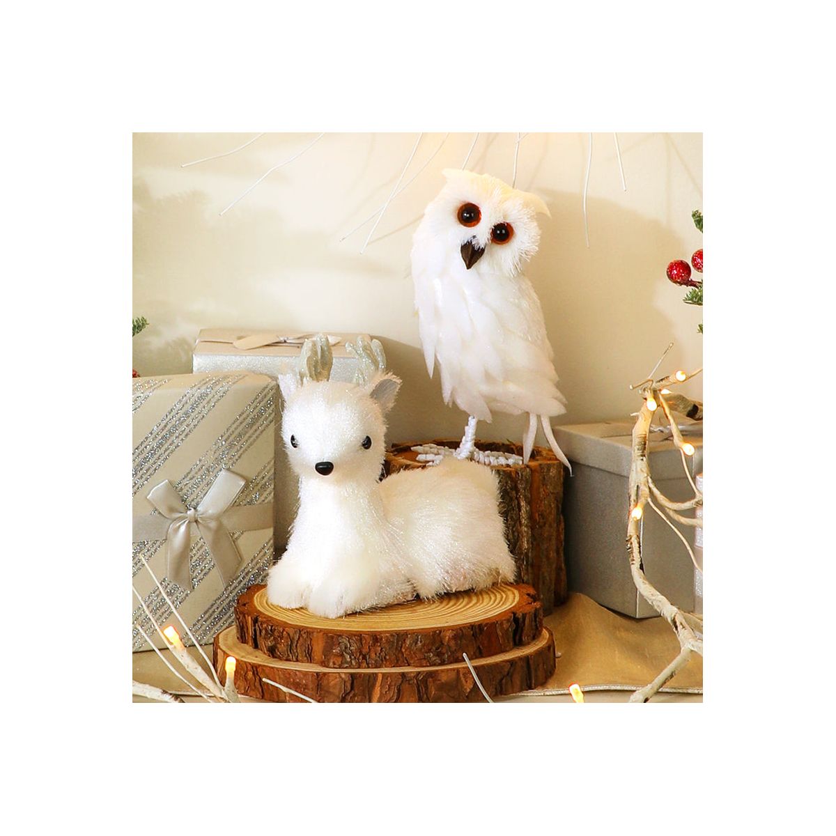 The Lakeside Collection Winter White Woodland Decor - Owl or Deer - - thumbnail 2