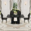 CAVINAS Dining Table Set for 4 Kitchen Table Black Marble Pattern MDF Dining Set with 4 White PU Chairs With a Widened Backrest Design - 2 of 4