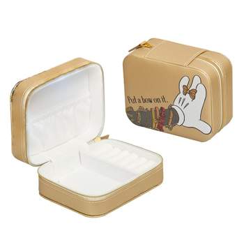 Disney Minnie Mouse Put A Bow On It Faux Leather Travel Jewelry Storage Organizer Box