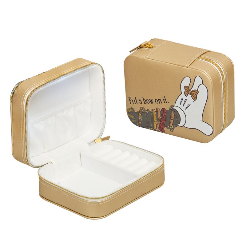 Disney Minnie Mouse Put A Bow On It Faux Leather Travel Jewelry Storage Organizer Box, 1 of 4
