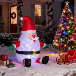 QingMoon 6 FT Inflatable Santa Claus, Christmas Blow Up Decoration with Rotating Magic Lights Outdoor Display for Yard, Lawn and Garden - 1 of 4