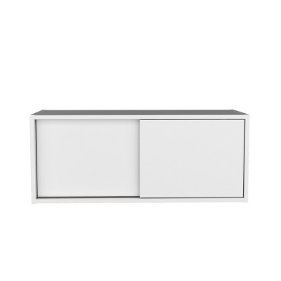 GlasFlength File Cabinets Wall File Holder Wall Cabinet 2 Doors Wall Mounted Storage Cabinet Simple for Home Office, White, 13"*32"*13"