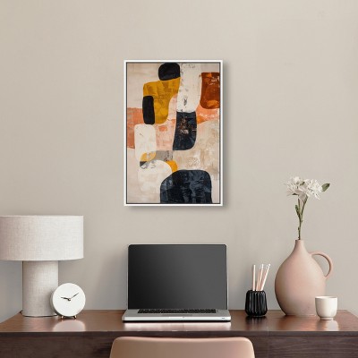 Large Multicolor Abstract Canvas Wall Art with White Frame