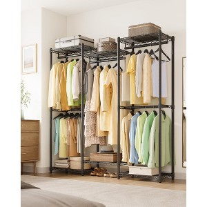 SONGMICS Garment Rack, Heavy-Duty Clothes Rack, Portable Closet Rack, 56.9-Inch Wide Clothing Rack with Adjustable Mesh Shelves, Ink Black - 1 of 4