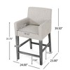 Lyngins Contemporary 26" H Counter Height Bar Stool with Rounded Armrests, Upholstered Counter Stools with Solid Rubberwood H-Frame Base - 4 of 4