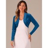 INSPIRE CHIC Women's Long Sleeve Cocktail Party Open Front Cropped Velvet Bolero Shrugs - 2 of 4