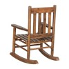 Simple Relax Wooden Youth Rocking Chair with Slatted Backrest in Golden Brown - 3 of 4