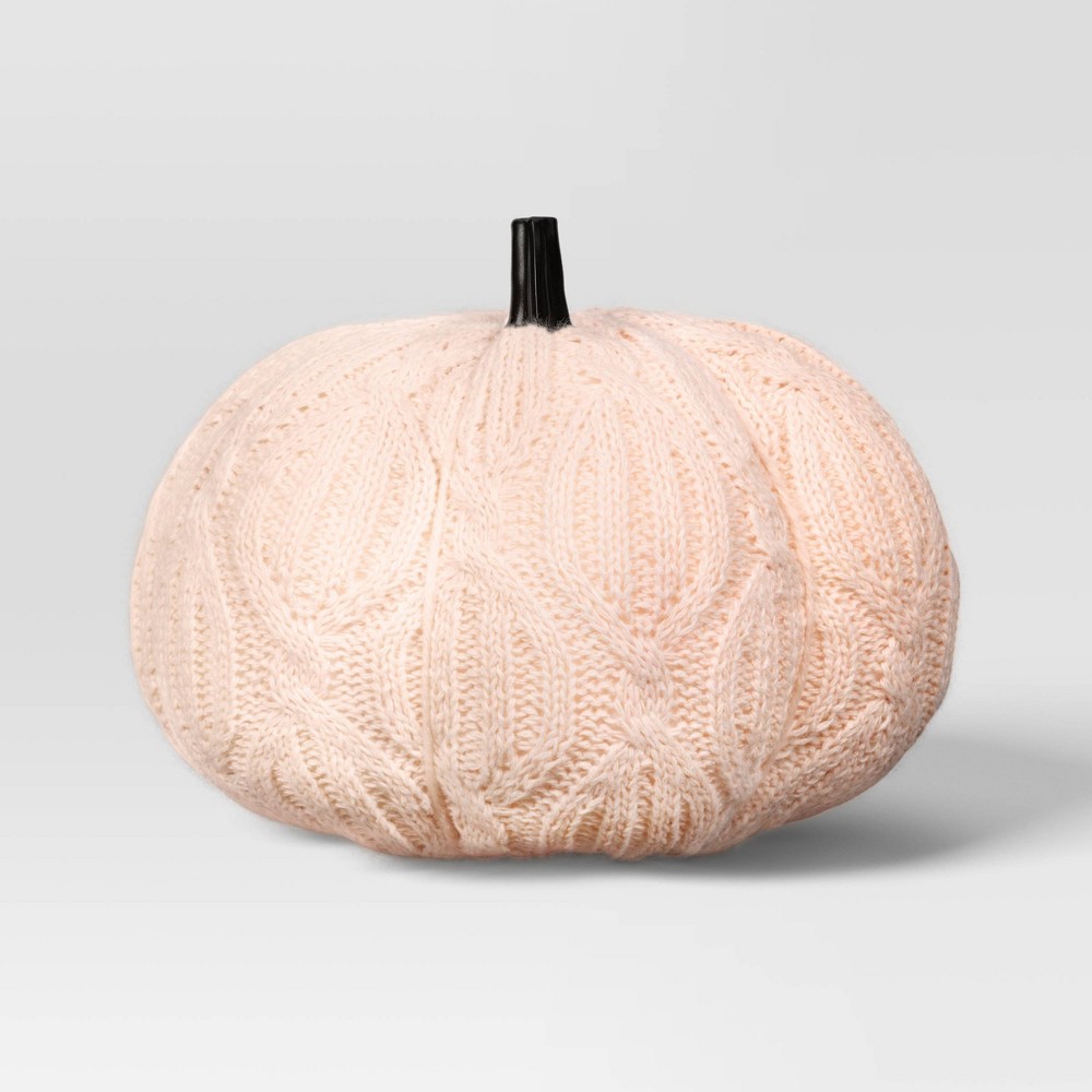 Photos - Other interior and decor 5.75" Knit Quail Tail Cable Pumpkin Pink Halloween Decorative Figurine - H