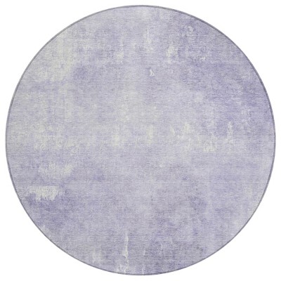 HomeRoots 8' Lavender And Ivory Round Abstract Washable Indoor Outdoor Area Rug