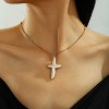 Freshwater Baroque Pearl & Gold Cross Necklace - Chunky Statement Sideways Pendant for Women/Men, Natural Christian Religious Gift - 3 of 4