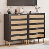 Acekool Rattan 6 Drawer Dresser with Gold Handles, Modern Double Chest for Bedroom or Living Room - 4 of 4