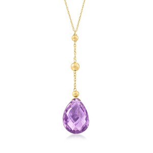 Ross-Simons 8.00 Carat Amethyst Drop Necklace in 14kt Yellow Gold - 1 of 4