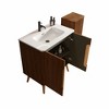 Etna 30" Striped Walnut Bathroom Vanity with Sink & Side Cabinet, Freestanding Vanity & Floating Storage Cabinet Combo for Modern Bathroom, KD - 3 of 4