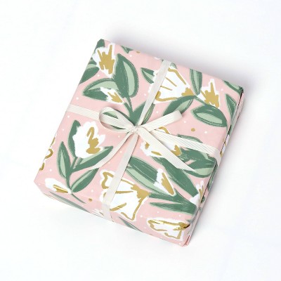 Floral Gift Wrap White/Metallic Gold - Spritz™