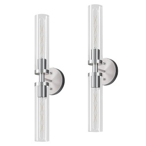 DAKAFUL Industrial Double Wall Sconce,E26 Vertical/Horizontal Wall Light with Glass Shades for Bathroom Mirror/Hallway/Bedroom - 1 of 4