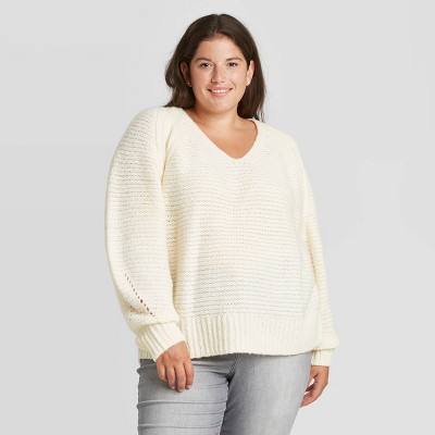 women's plus size white sweater