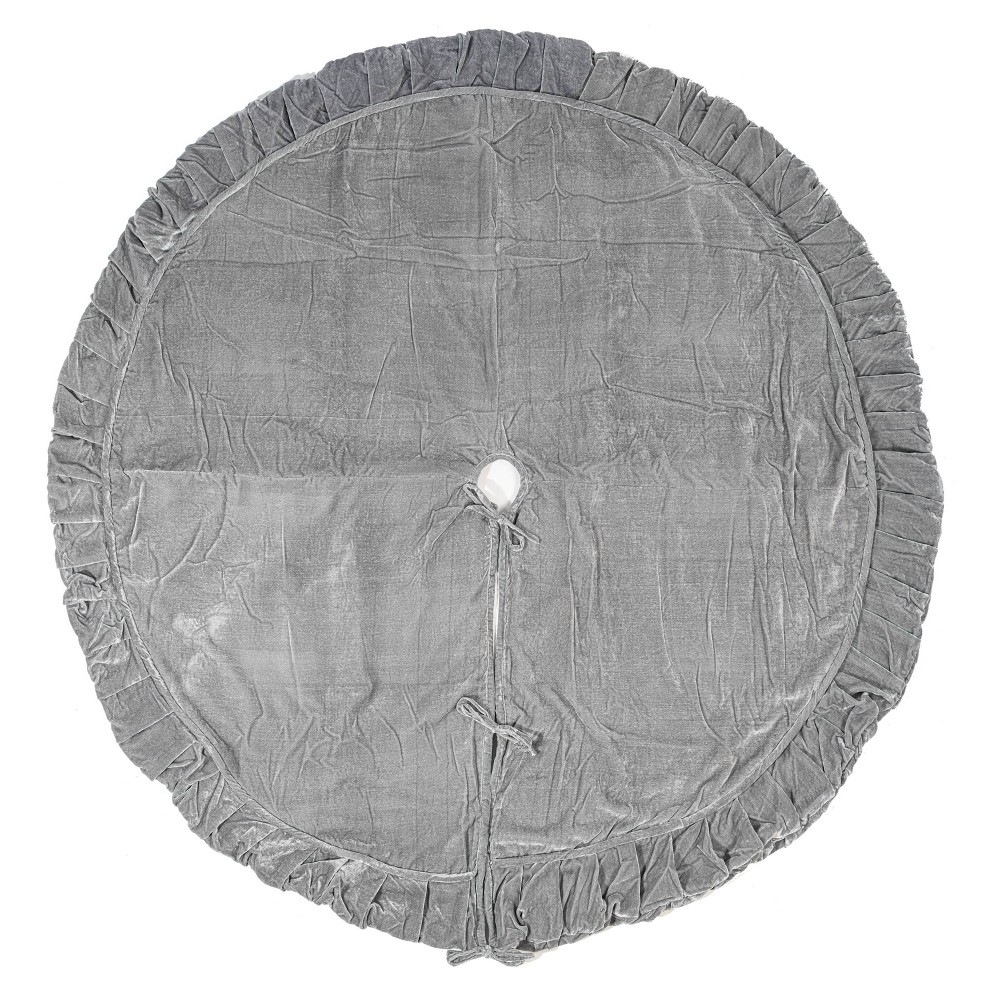 Vickerman 84" Plush Silver Velvet Christmas Tree Skirt