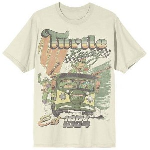 TMNT Classic Retro Cartoon Turtle Racing Men's Sand Crew Neck Short Sleeve T-shirt - 1 of 2