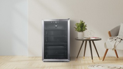 Stainless Steel 4.4 Cu. Ft. Freestanding Beverage Cooler with Glass Door