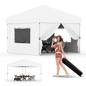 10'x10' Pop Up Canopy Tent Easy to Set Up and Take Down, with 4Pcs Sidewalls, Portable Instant Commercial Canopy for Patio, Outdoor, Camping, Black - 1 of 4