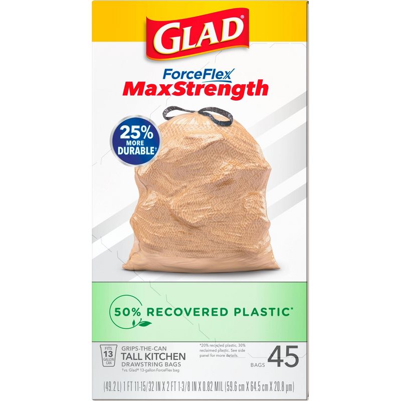 Glad ForceFlex MaxStrength Recovered Plastic Trash Bag - 13 Gallon/45ct, 5 of 18