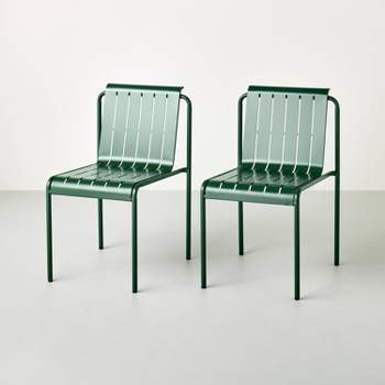 Slat Metal Outdoor Patio Dining Chairs (Set of 2) - Green - Hearth & Hand™ with Magnolia