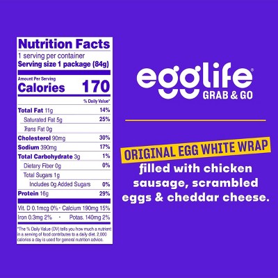 egglife Grab & Go Chicken Sausage, Egg & Cheddar - 3oz
