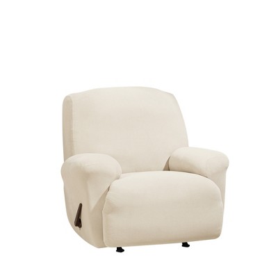 Ivory Stretch Knit Wing Recliner Slipcover - Sure Fit