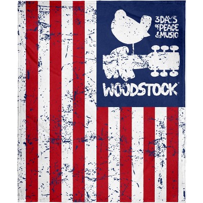 Woodstock Blanket 3 Days of Peace and Music America Flag Fleece Throw Blanket