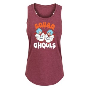 Women's - Dr. Seuss - Squad Ghouls Thing 1 and Thing 2 Graphic Racerback Tank - 1 of 4