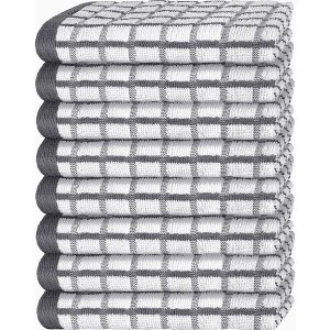 White Classic 100% Cotton Checkered Design Kitchen Towel Set - 1 of 4