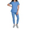 Medgear Fleur Women's Stretch Scrub Set with Zip Chest Pocket Top and Knit Rib Cuffs Jogger Pants - 3 of 4