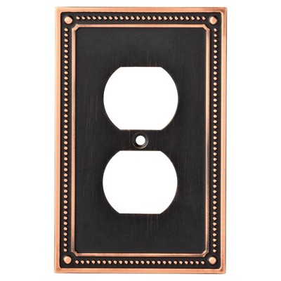 Franklin Brass Classic Beaded Single Duplex Wall Plate Bronze with Copper Highlights