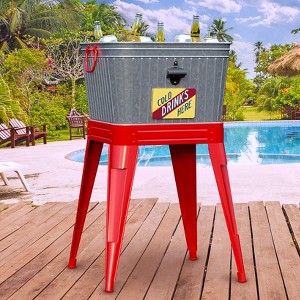 The Lakeside Collection Planter Beverage Tub Two In One Galvanized With Bottle Opener - 1 of 4