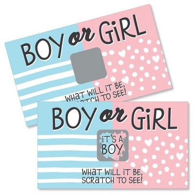 Big Dot of Happiness Boy Baby Gender Reveal - Team Boy or Girl Party Game Scratch Off Cards - Baby Shower Game - 22 Count
