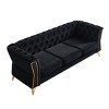 3-Seater Velvet Tufted Sofa with Wood Frame and Gold Metal Legs, 87 inch Long Modern Upholstered Couch for Living Room or Apartment-Koiai - 4 of 4