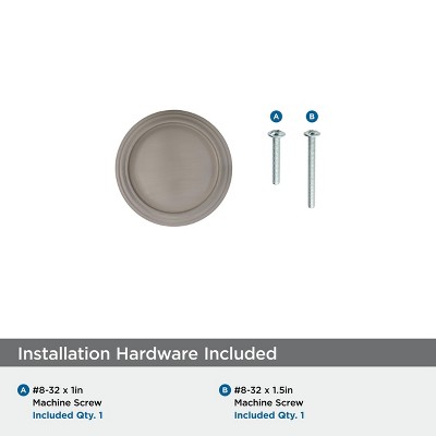 Satin Nickel Round Cabinet Knob with Mounting Hardware