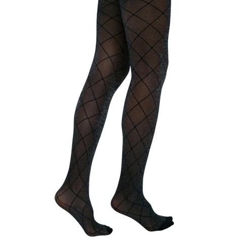 LECHERY Women's Cross Pattern Tights (1 Pair) - L/Xl, Black