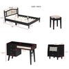 3-Piece Bedroom Set with Queen/Full Size Wooden Bed, 1 Vintage Nightstand and 1 Makeup Vanity Set with Stool 4B - ModernLuxe - 3 of 4