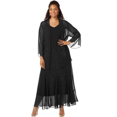 Catherines Women's Plus Size Petite Masquerade Beaded Dress Set